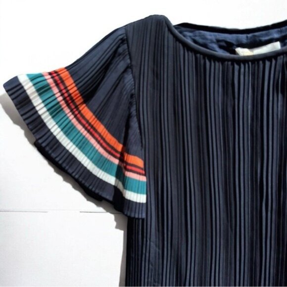 🌻Maje Rolini Pleated Mini Dress with Colorful Flutter Sleeves Size 1 or Small - Picture 7 of 13